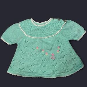 👶 Vintage Novelty Knits Baby Shirt – Aqua Blue (18 Months)